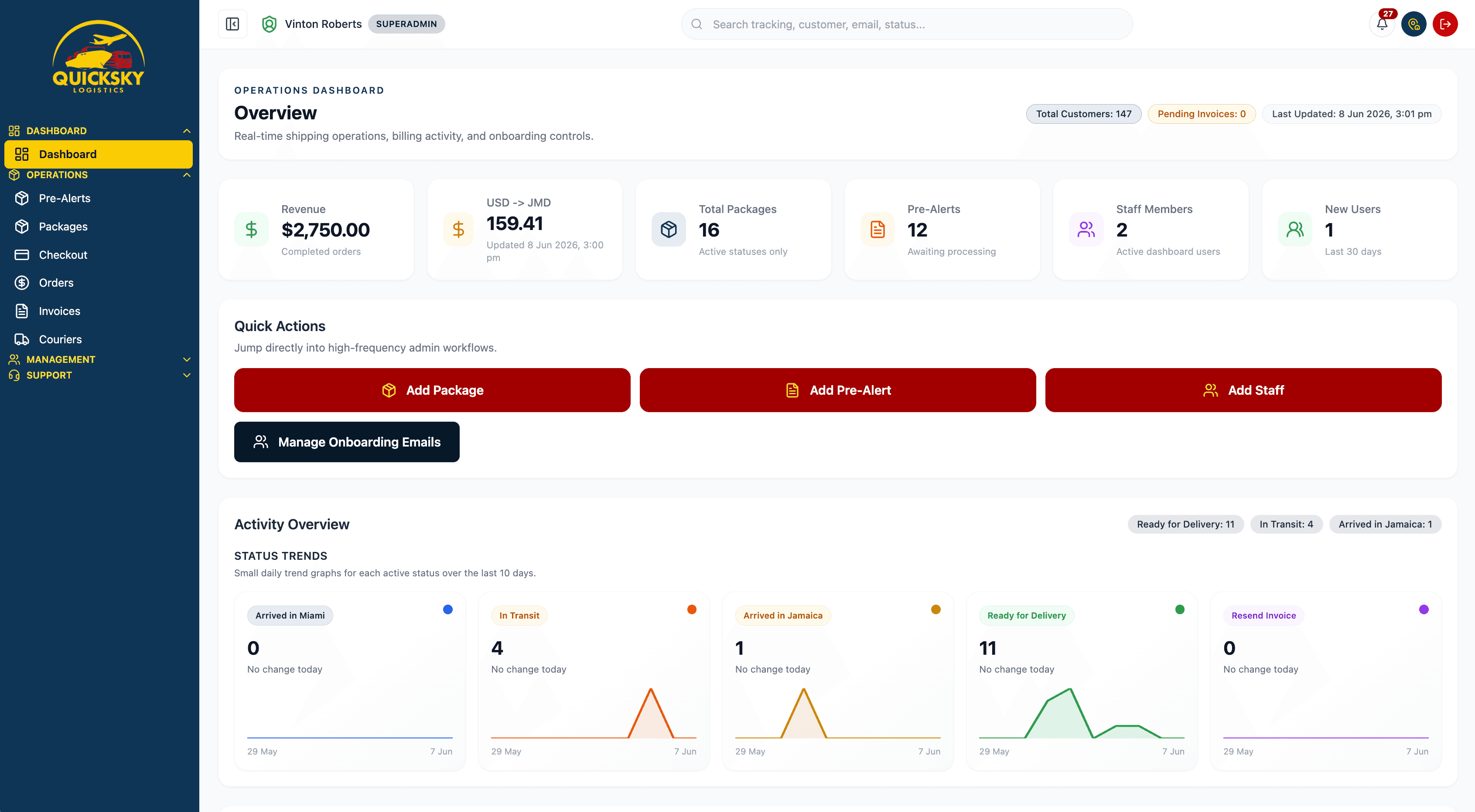 QuickSky Logistics screenshot